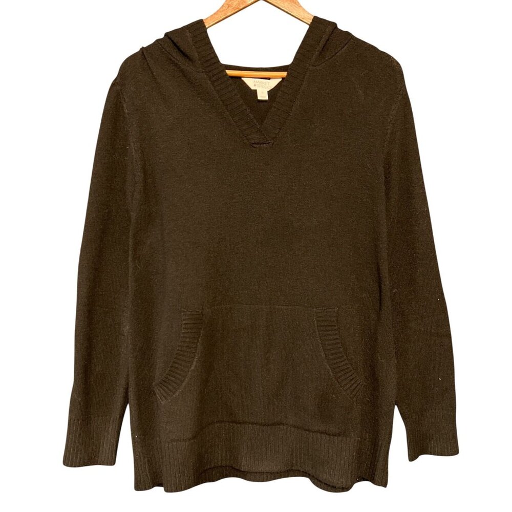 Market & Spruce Black Hooded Lightweight Sweater Large